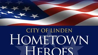 City of Linden Hometown Heroes banner with an American flag and stars.